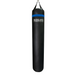 A black heavy punching bag with a blue stripe and white 'PROSLAYER' branding, suspended by a black hanging strap against a white background.