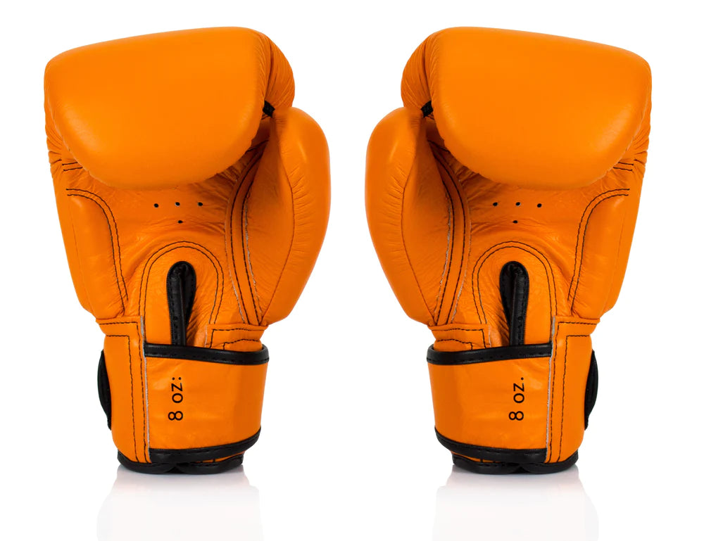 Pair of orange 8oz boxing gloves