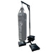 Gray punching bag with stand on a white background