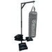 Outsleeve punching bag system with stand and bags on a white background