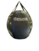 Camouflage punching bag with 'Outslayer' branding on a white background