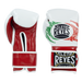 Red and white boxing gloves with Cleto Reyes logo on a white background