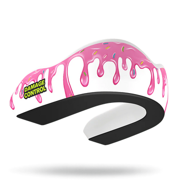 Black and white hair clip with pink 'Drip' design and 'Damage Control' label on a white background