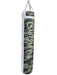 Camouflage-patterned punching bag with visible branding on a white background