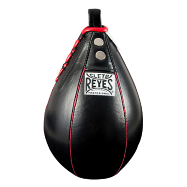 Black and red speed bag with 'Cleto Reyes' logo on a white background