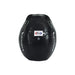 A black leather punching bag with a central Fairtex logo patch and white vertical branding text on both sides, photographed on a clean white background.