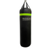 A black heavy punching bag with a bright lime green band and the 'PROSLAYER' logo printed on the front, suspended by black straps against a white background.
