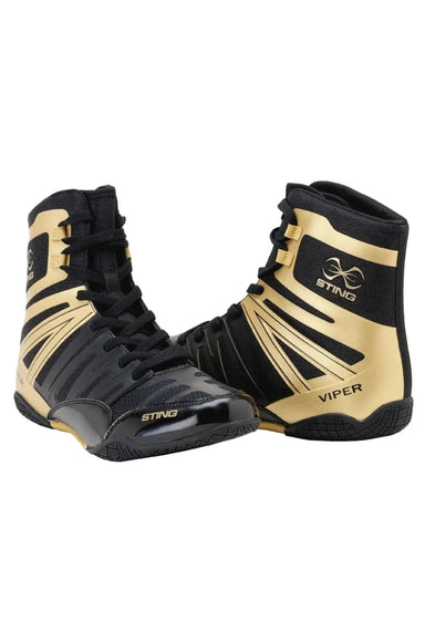 Black and gold Sting Viper X boxing shoes