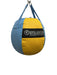 Blue and yellow punching bag with 'Outslayer' branding on a white background