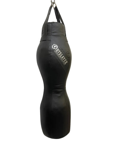 Black punching bag with 'Outslayer' branding on a white background