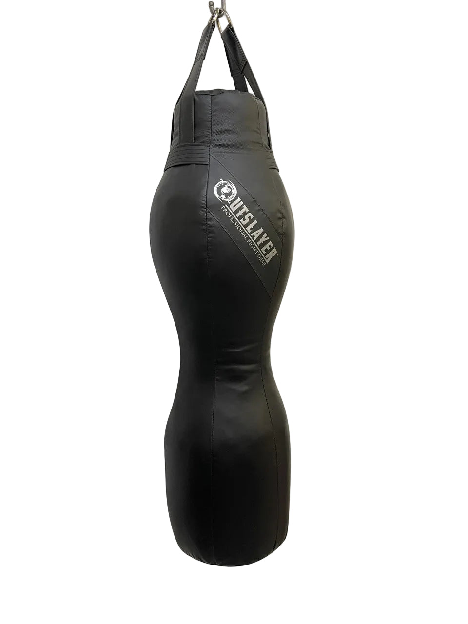 Black punching bag with 'Outslayer' branding on a white background