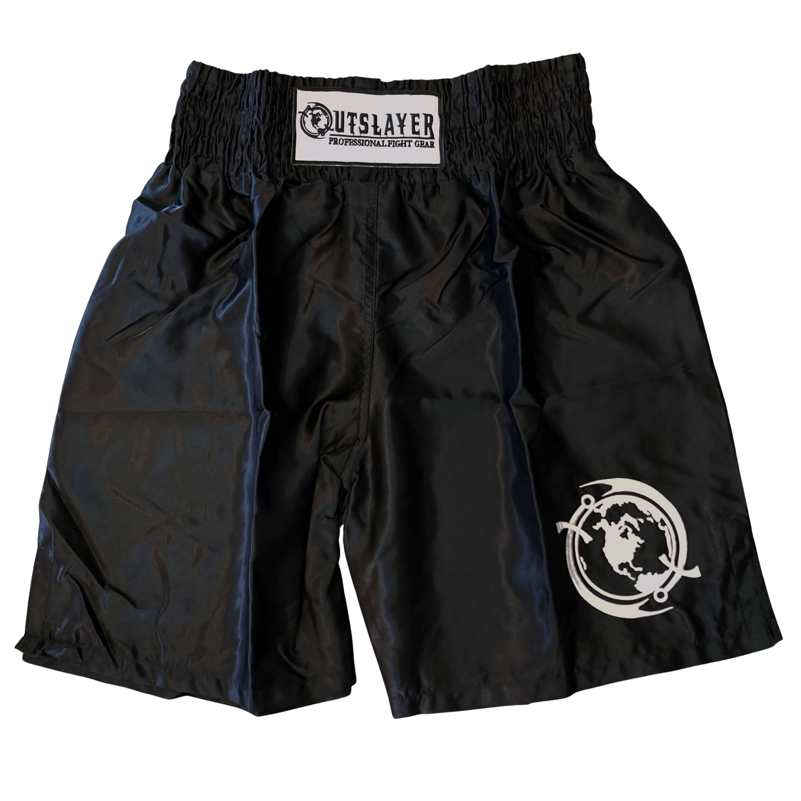 Black shorts with a logo on a white background