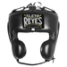 Black boxing headgear with Cleto Reyes logo on a white background