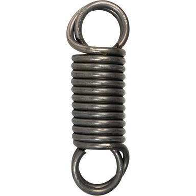 Metal spring with two rings on a white background