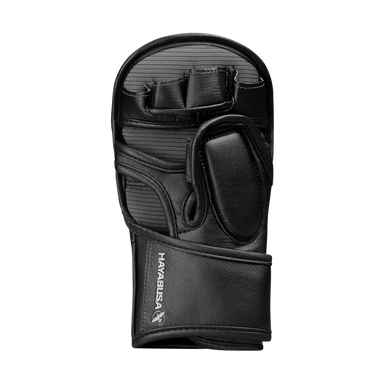 Black leather glove with 'Hayabusa' branding on a white background