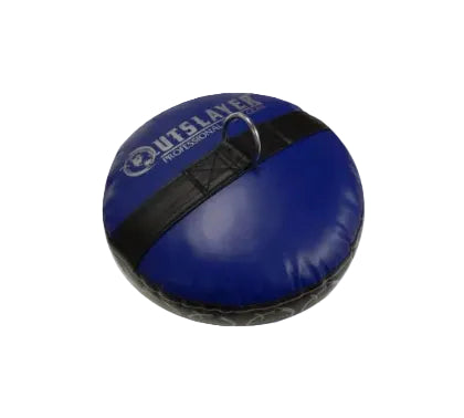 Blue and black punching bag with 'Outslayer' branding on a white background