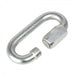 A silver steel quick link with a round link end and a swivel end, typically used for punching bag hangers and anchors.